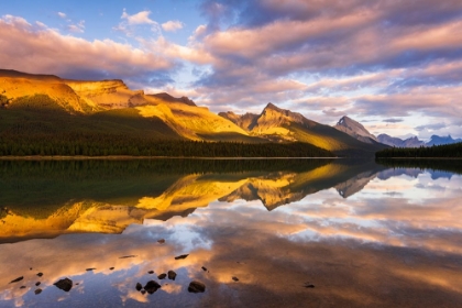 Picture of EVENING LIGHT ON MALIGNE LAKE AND SAMPSON PEAK-JASPER NATIONAL PARK-ALBERTA-CANADA