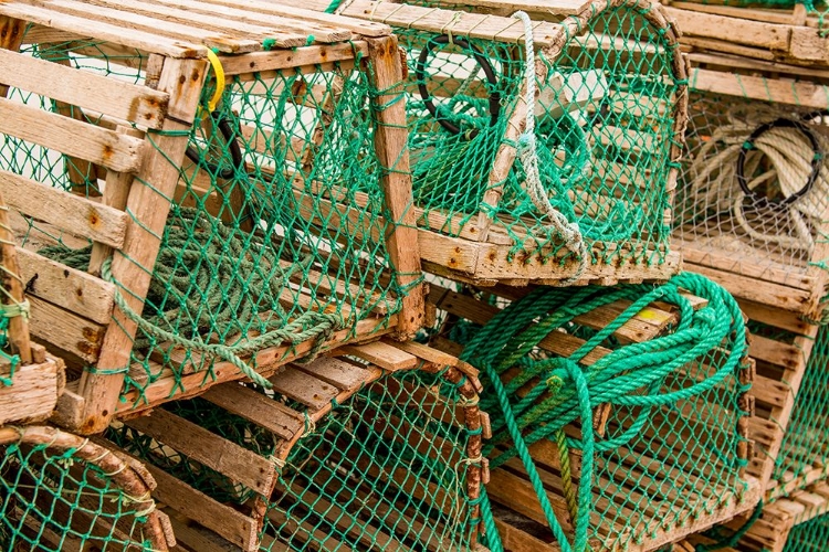 Picture of FISHING NETS AND LOBSTER POTS TRAPS-OLD PELICAN-AVALON PENINSULA-NEWFOUNDLAND-CANADA