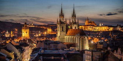 Picture of EUROPE-CZECH REPUBLIC-PRAGUE-PANORAMIC OVERVIEW OF CITY AT SUNSET