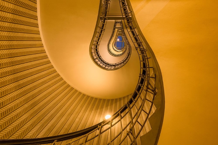 Picture of EUROPE-CZECH REPUBLIC-PRAGUE-SPIRAL STAIRCASE IN HOUSE OF THE BLACK MADONNA