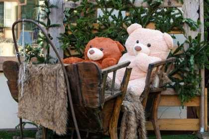 Picture of COLMAR-FRANCE OLD TOWN COLMAR ADORNED WITH CHRISTMAS DECORATION COZY TEDDY BEARS IN OLD WOOD SLEIGH