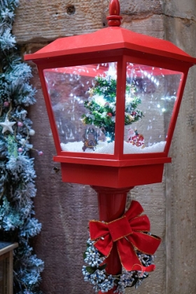 Picture of STRASBOURG-FRANCE CHRISTMAS RED LAMP POST WITH BLOWING SNOW INSIDE