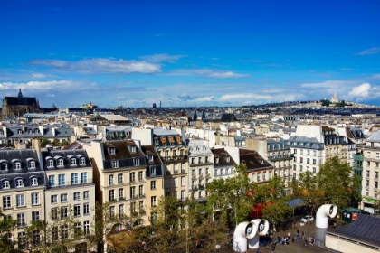 Picture of FRANCE-PARIS HOUSES FACING BEAUBOURG-CENTRE POMPIDOU SQUARE-EIFFEL TOWER ON THE FAR LEFT