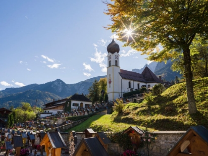 Picture of CHURCH ST-JOHANNES DER TAUFER-JOHN THE BAPTIST-VILLAGE GRAINAU NEAR GARMISCH-PARTENKIRCHEN AND MOUN