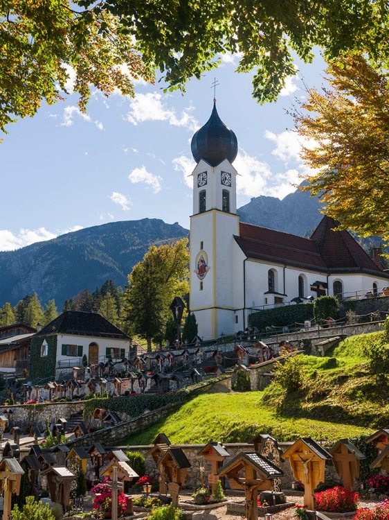 Picture of CHURCH ST-JOHANNES DER TAUFER-JOHN THE BAPTIST-VILLAGE GRAINAU NEAR GARMISCH-PARTENKIRCHEN AND MOUN