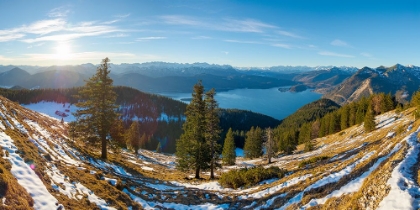 Picture of VIEW FROM MT-JOCHBERG NEAR LAKE WALCHENSEE TOWARDS LAKE WALCHENSEE-WETTERSTEIN MOUNTAIN RANGE AND K
