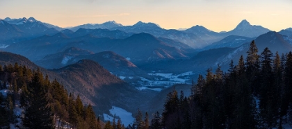 Picture of VIEW TOWARDS JACHENAU-MT-JOCHBERG AND MT-GUFFERT-VIEW FROM MT-HERZOGSTAND NEAR LAKE WALCHENSEE-GERM