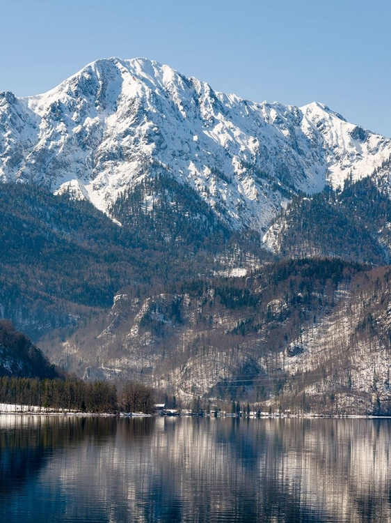 Picture of LAKE KOCHELSEE AT VILLAGE KOCHEL AM SEE DURING WINTER IN THE BAVARIAN ALPS-MT-HERZOGSTAND IN THE BA