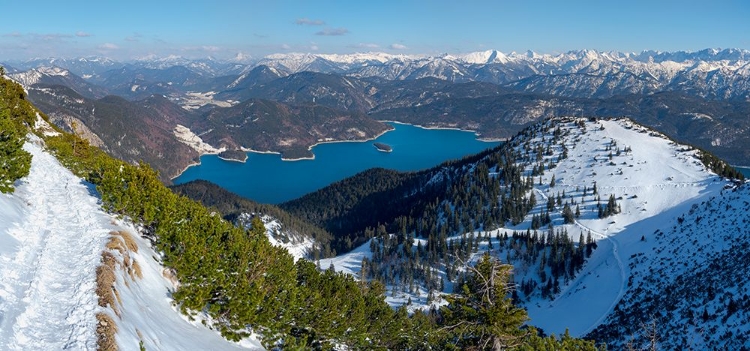 Picture of VIEW TOWARDS LAKE WALCHENSEE AND KARWENDEL MOUNTAIN RANGE-VIEW FROM MT-HERZOGSTAND NEAR LAKE WALCHE