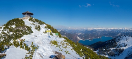 Picture of SUMMIT OF MT-HERZOGSTAND WITH PAVILION NEAR LAKE WALCHENSEE DURING WINTER IN THE BAVARIAN ALPS-GERM