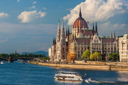 Picture of TOUR BOAT PASSES HUNGARYS PARLIAMENT-BUILT BETWEEN 1884-1902 IS THE COUNTRYS LARGEST BUILDING-IT HA