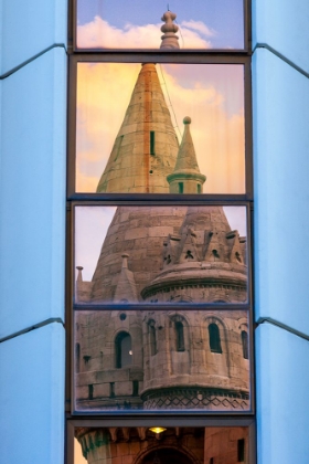 Picture of REFLECTION OF FISHERMANS BASTION NEXT TO MATYAS CHURCH-CASTLE HILL-BUDA SIDE OF CENTRAL BUDAPEST-CA