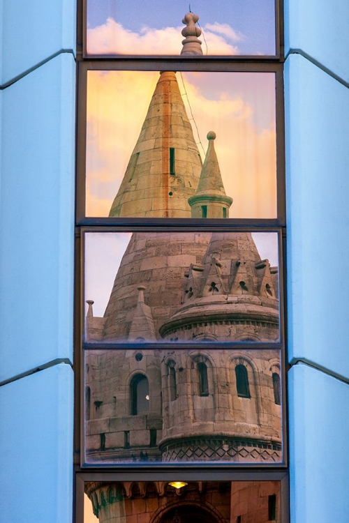 Picture of REFLECTION OF FISHERMANS BASTION NEXT TO MATYAS CHURCH-CASTLE HILL-BUDA SIDE OF CENTRAL BUDAPEST-CA
