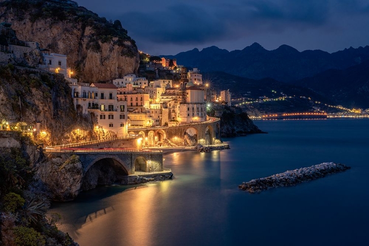 Picture of EUROPE-ITALY-ATRANI-SUNSET ON TOWN AND AMALFI COAST