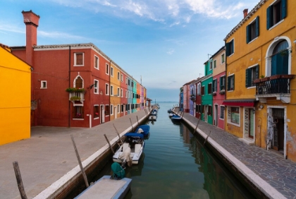 Picture of EUROPE-ITALY-VENICE-HOUSES AND BOATS ON CANAL IN BURANO