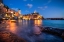 Picture of EUROPE-ITALY-VERNAZZA-LANDSCAPE WITH VILLAGE AND OCEAN AT SUNSET