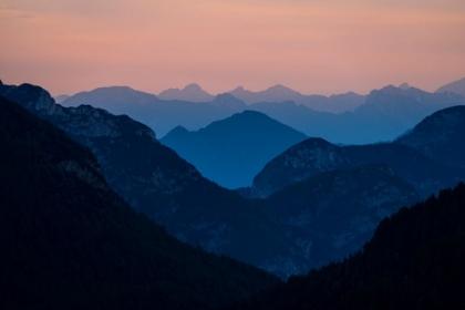 Picture of EUROPE-ITALY-FRIULI VENEZIA GIULIA-FOGGY MONTE LUSSARI MOUNTAIN AT SUNSET