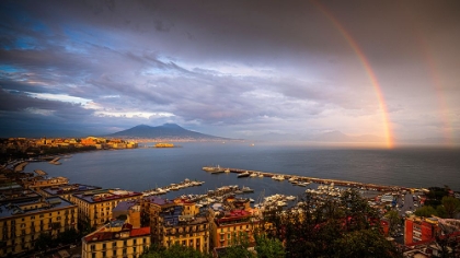 Picture of EUROPE-ITALY-NAPLES-OVERVIEW OF CITY AND MT-VESUVIUS WITH RAINBOW