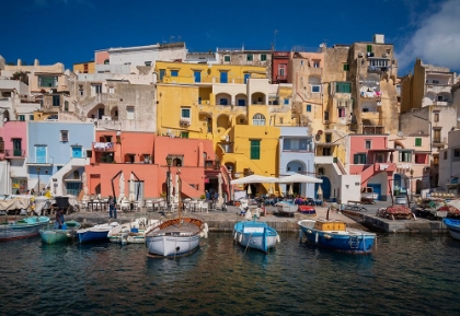 Picture of EUROPE-ITALY-PROCIDA-CITY HOUSES AND BOATS IN MARINA CORRICELLA