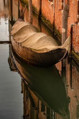 Picture of EUROPE-ITALY-VENICE-COVERED OLD GONDOLA ON CANAL