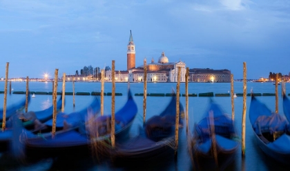 Picture of EUROPE-ITALY-VENICE-SUNSET ON GONDOLAS AND CHURCH OF SAN GIORGIO MAGGIORE