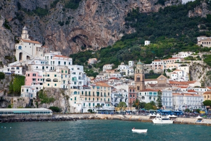 Picture of ITALY-AMALFI THE COASTAL TOWN OF AMALFI AS SEEN FROM A BOAT IN THE HARBOR