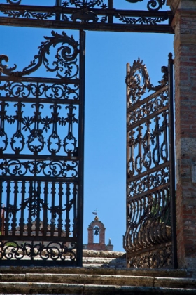 Picture of ITALY-TUSCANY-MONTEPULCIANO THE WROUGHT IRON GATE LEADING TO THE CEMETERY THE CHURCH OF SAN BIAGGIO