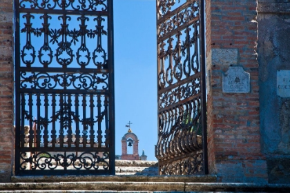 Picture of ITALY-TUSCANY-MONTEPULCIANO THE WROUGHT IRON GATE LEADING TO CEMETERY NEAR CHURCH OF SAN BIAGGIO