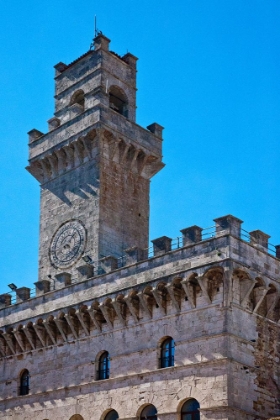 Picture of ITALY-TUSCANY-MONTEPULCIANO PALAZZO COMUNALE (CITY HALL) AND PALAZZO TANUGI IN THE HILL TOWN