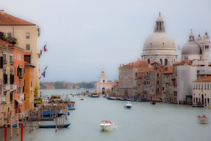Picture of ITALY-VENICE BUILDINGS ALONG THE GRAND CANAL WITH SANTA MARIA DELLA SALUTE BEYOND