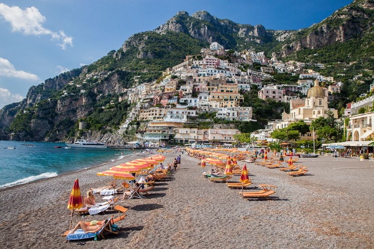 Picture of ITALY-POSITANO BEAUTIFUL BEACH OF THE TOWN OF POSITANO WITH SUNBATHERS