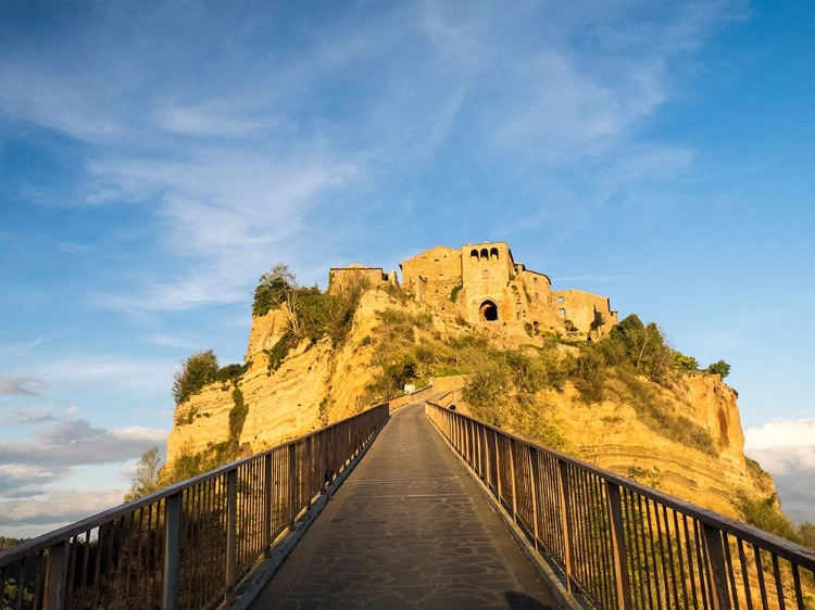 Picture of ITALY-TUSCANY-CIVITA DI BAGNOREGIO EVENING VIEW OF THE BRIDGE