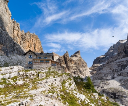 Picture of MOUNTAIN HUT RIFUGIO TUCKETT E SELLA-THE BRENTA DOLOMITES-UNESCO WORLD HERITAGE SITE-ITALY-TRENTINO