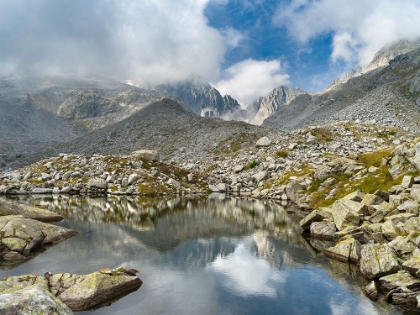 Picture of VIEW TOWARDS CIMA PRESANELLA DRAPED IN CLOUDS NEAR RIFUGIO SEGANTINI-PRESANELLA MOUNTAIN RANGE-PARC