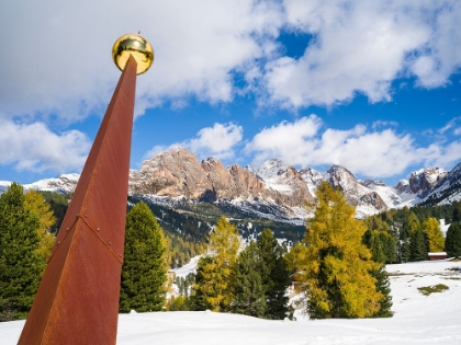 Picture of GIANT SUNDIAL-GEISLER MOUNTAIN RANGE IN THE DOLOMITES OF THE GRODEN VALLEY OR VAL GARDENA IN SOUTH 