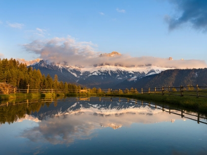 Picture of ROSENGARTEN-CATINACCIO MOUNTAIN RANGE IN THE DOLOMITES OF SOUTH TYROL-ALTO ADIGE-ARE REFLECTED IN A