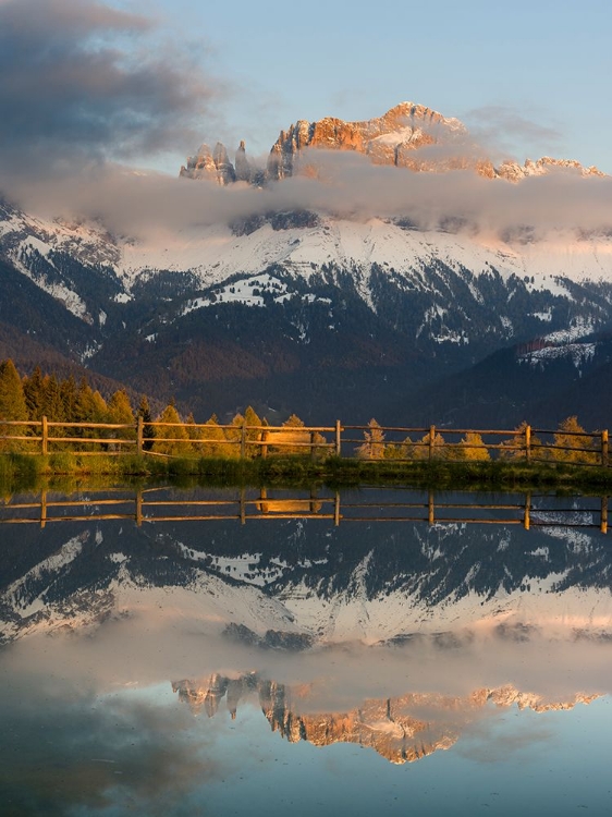 Picture of ROSENGARTEN-CATINACCIO MOUNTAIN RANGE IN THE DOLOMITES OF SOUTH TYROL-ALTO ADIGE-ARE REFLECTED IN A