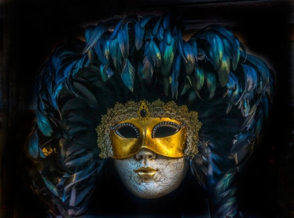 Picture of BLACK FEATHERS VENETIAN MASK-VENICE-ITALY-USED SINCE THE 1200S FOR CARNIVAL-MASKS ALLOWED THE VENET
