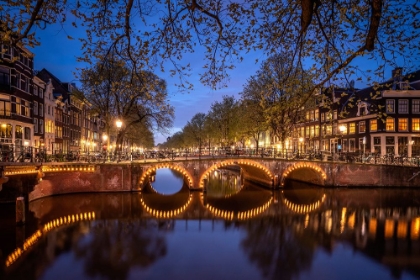 Picture of EUROPE-THE NETHERLANDS-AMSTERDAM-CANAL SCENE AT NIGHT