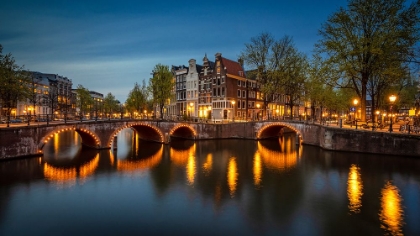 Picture of EUROPE-THE NETHERLANDS-AMSTERDAM-CANAL SCENE AT SUNSET