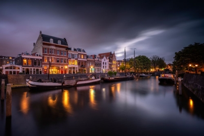 Picture of EUROPE-THE NETHERLANDS-DELFSHAVEN-SUNSET SCENE ALONG CANAL