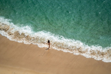 Picture of EUROPE-PORTUGAL-NAZARE-GIRL IN SURF ON BEACH