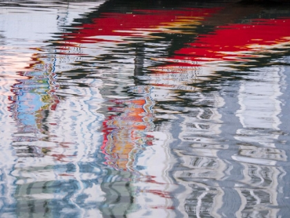 Picture of PORTUGAL-AVEIRO-REFLECTIONS OF TRADITIONAL AND COLORFUL SALT BOATS-CALLED MOLICEIRO-IN THE CANALS O