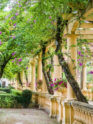 Picture of PORTUGAL-AVEIRO-PARQUE DOM PEDRO INFANTE IN AVEIRO-STONE BALUSTRADE WITH PERGOLA AND COLUMNS