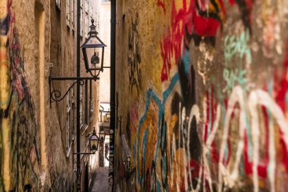 Picture of SWEDEN-STOCKHOLM-GAMLA STAN-OLD TOWN-MARTEN TROTZIGS GRAND-NARROWEST STREET IN STOCKHOLM