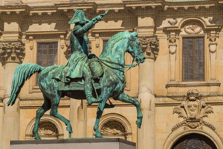 Picture of SWEDEN-STOCKHOLM-GAMLA STAN-OLD TOWN-ROYAL PALACE-STATUE OF KING CARL JOHAN XIV