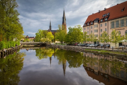 Picture of SWEDEN-CENTRAL SWEDEN-UPPSALA-DOMKYRKA CATHEDRAL-REFLECTION