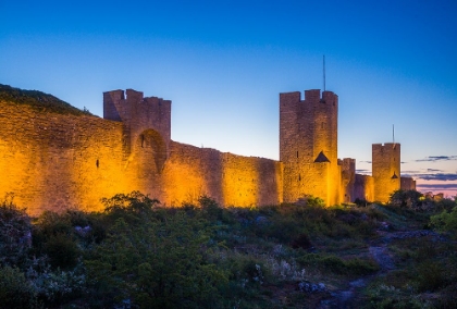 Picture of SWEDEN-GOTLAND ISLAND-VISBY-12TH CENTURY CITY WALL-MOST COMPLETE MEDIEVAL CITY WALL IN EUROPE-DUSK