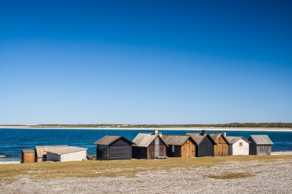 Picture of SWEDEN-FARO ISLAND-KURSVIKEN-COASTAL FARMERS FISHING SHACKS