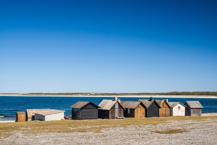 Picture of SWEDEN-FARO ISLAND-KURSVIKEN-COASTAL FARMERS FISHING SHACKS